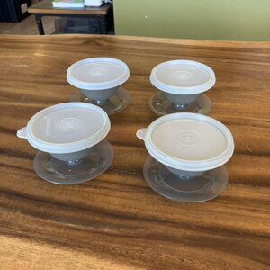 Vintage Tupperware Dessert Short Cups W/Lids Pudding Cups